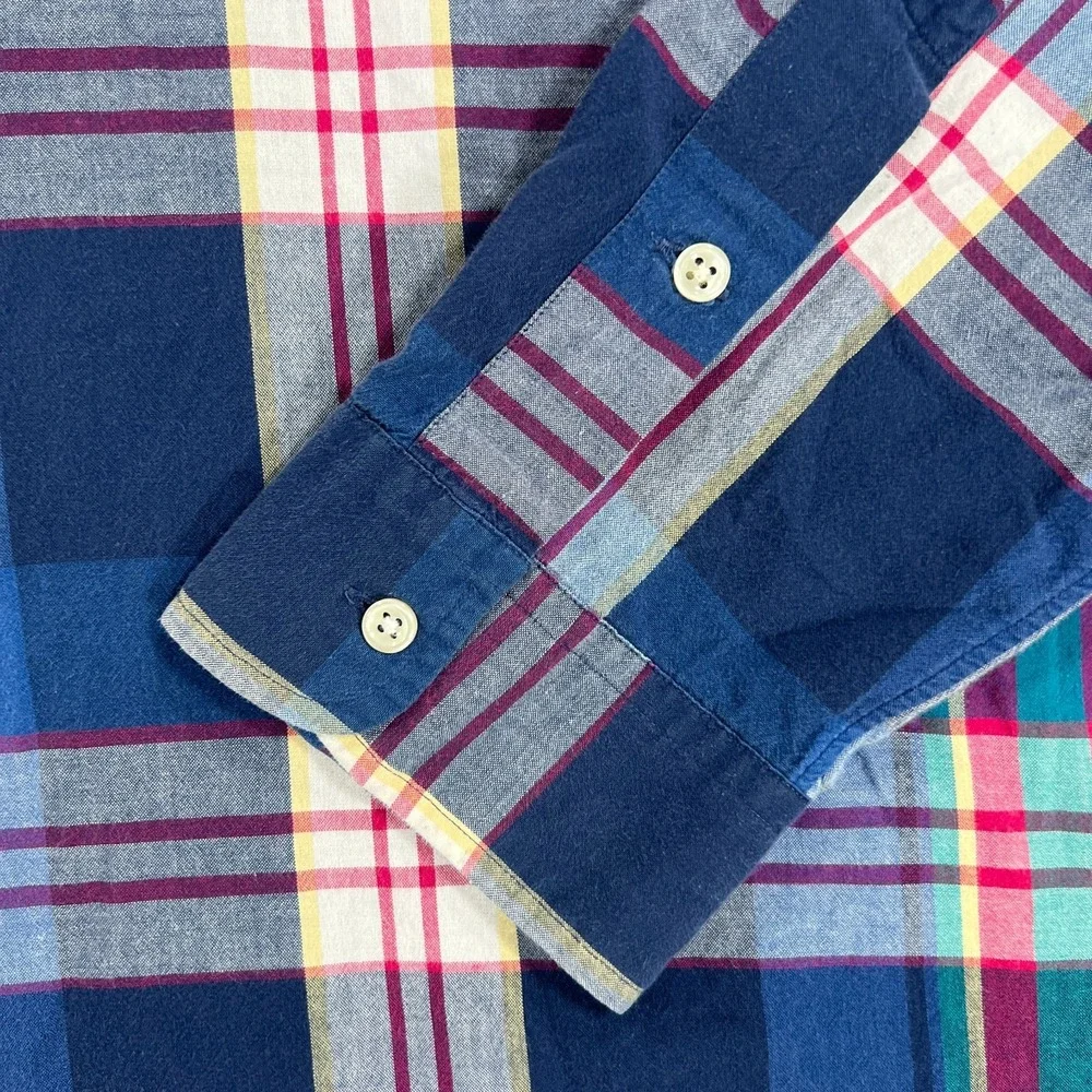 Ralph Lauren Shirt Mens 2XL XXL Blue Plaid Long Sleeve Button Down Blake Fit